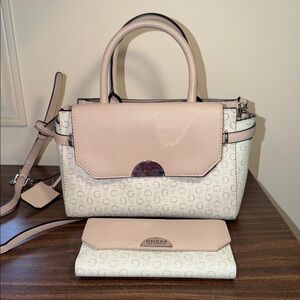 👛 GUESS Blush Pink Logo Satchel with Matching Wallet 💝